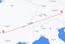 Flyg från Bergerac, Frankrike till Salzburg, Österrike