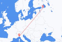 Vluchten van Sint-Petersburg, Rusland naar Genua, Italië