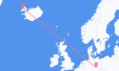 Flyreiser fra byen Leipzig, Tyskland til byen Ísafjörður, Island
