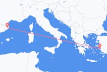 スペインのジローナから、ギリシャのサモス島までのフライト