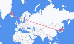 Flyreiser fra byen Shizuoka, Japan til byen Akureyri, Island