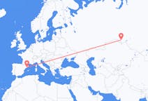 Fly fra Omsk til Barcelona