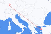 Flyreiser fra Stuttgart, Tyskland, til Mytilene, Tyskland