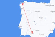 Vluchten van Santiago de Compostella, Spanje naar Sevilla, Spanje