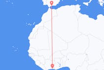 Flyreiser fra Abidjan, Elfenbenskysten til Málaga, Spania