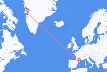 スペインのバルセロナからから、グリーンランドのイルリサットまでのフライト