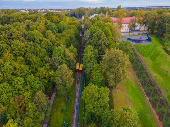 Aleksotas Funicular is a funicular railway located in Aleksotas elderate of Kaunas, Lithuania. The funicular constructed on the right bank of the Nemunas River was officially opened on 6 December 1935