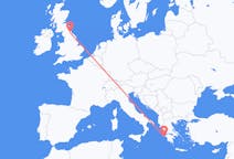 Flights from Zakynthos Island, Greece to Durham, England, the United Kingdom