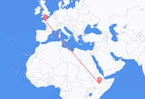 Flyreiser fra Goba, Etiopia til Rennes, Frankrike