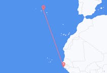 Vuelos de Rodapié de gorra, Senegal a Isla Terceira, Portugal