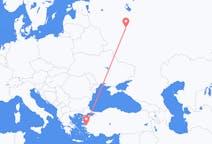 Flyreiser fra Moskva, Russland til Izmir, Tyrkia