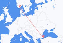 Flug frá Kristjánssandi, Noregi til Istanbúl, Tyrklandi