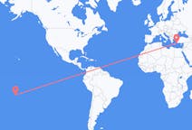 Flyg från Rarotonga, Cooköarna till Rhodes, England, Grekland