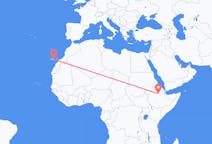 Vluchten van Dessie, Ethiopië naar Las Palmas (ort i Mexiko, Veracruz, Tihuatlán), Spanje