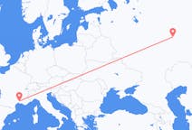 Fly fra Kazan til Nîmes