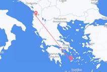 ギリシャのミロス島からから、アルバニアのティラナまでのフライト