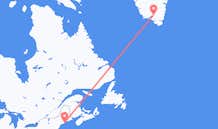 Vluchten van Rockland, Verenigde Staten naar Narsarsuaq, Groenland
