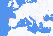 Flyreiser fra Santiago de Compostela, Spania, til Varna, Spania