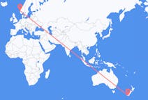 Flyreiser fra Invercargill, New Zealand til Bergen, Norge
