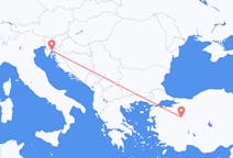 クロアチアのリエカから、トルコのキュタヒヤまでのフライト