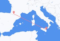 Flyrejser fra Lourdes, Frankrig til Catania, Italien