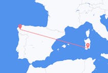 Flyreiser fra Santiago de Compostela, Spania til Cagliari, Italia
