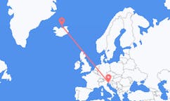 Flyg från Grimsey, Island till Trieste, Italien
