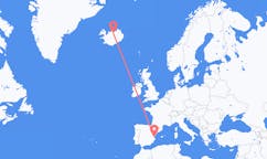 Flyrejser fra Valencia, Spanien til Akureyri, Island