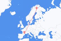Loty z Carcassonne, Francja do Kolari, Finlandia