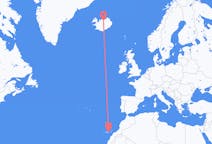 出发地 冰岛出发地 阿克雷里目的地 西班牙拉斯帕尔马斯的航班