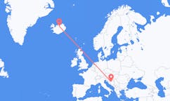 航班从波斯尼亚和黑塞哥维那巴尼亚卢卡市到阿克雷里市，冰岛塞尔