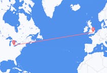 Flights from Detroit, the United States to London, England