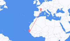 Flyreiser fra Cap Skiring, Senegal til Carcassonne, Frankrike