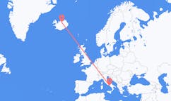Vols de la ville de Naples, Italie vers la ville d'Akureyri, Islande