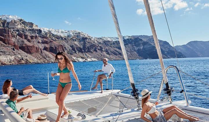 Semi Private Santorini Cruise on Catamaran with BBQ & Open Bar