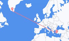 그린란드 나르사크에서 출발해 터키 달라만에게(으)로 가는 항공편