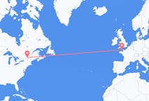 Flyreiser fra Montreal, Canada til Guernsey, Guernsey