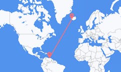 Flyreiser fra Barcelona, Venezuela til Reykjavik, Island