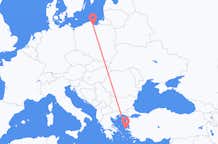 Vluchten uit Gdansk, Polen naar Chios, Griekenland