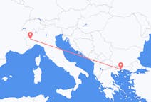 Vluchten van Kavala, Griekenland naar Turijn, Italië