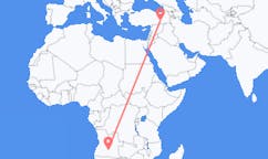 Flyrejser fra Menongue, Angola til Diyarbakir, Tyrkiet