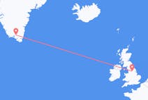 Flyg från Leeds, England till Narsarsuaq, Grönland
