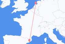 オランダのアムステルダムから、スペインのバルセロナまでのフライト
