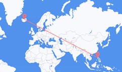 航班从菲律宾马尼拉市到阿克雷里市，冰岛塞尔