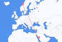 Flyrejser fra Jeddah, Saudi-Arabien til Trondheim, Norge