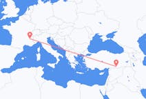 Vluchten van Grenoble, Frankrijk naar Sanliurfa, Turkije