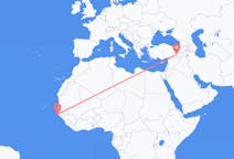 Flyreiser fra Cap Skiring, Senegal til Diyarbakir, Tyrkia