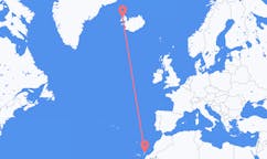 Flyg från staden Lanzarote, Spanien till staden Ísafjörður, Island