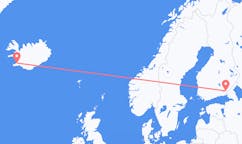 航班从冰岛雷克雅维克市到拉彭兰塔市，芬兰塞尔