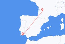 Vluchten van Bergerac, Frankrijk naar Faro, Napoli, Portugal